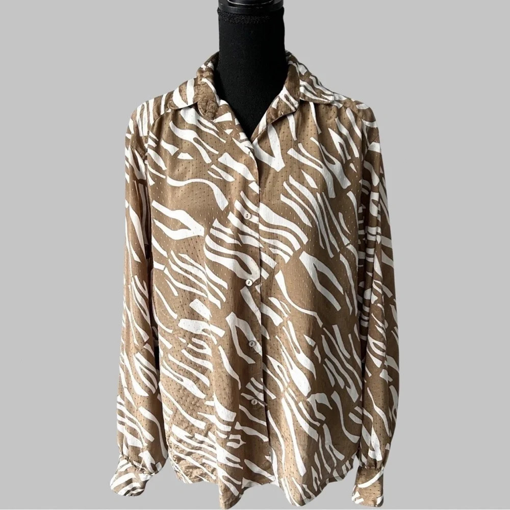 Vintage Rino Rossi Brown Zebra Print  Blouse